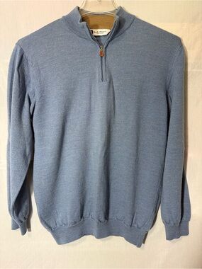 Bachrach 100%merino wool Light Blue Mens quarter zip Sweater